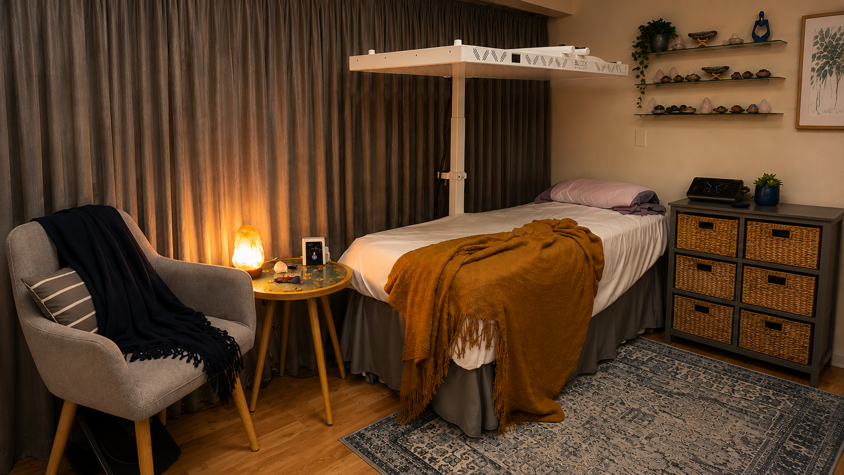 A guest relaxing in the Equilibrium Natural Health Recovery Suite